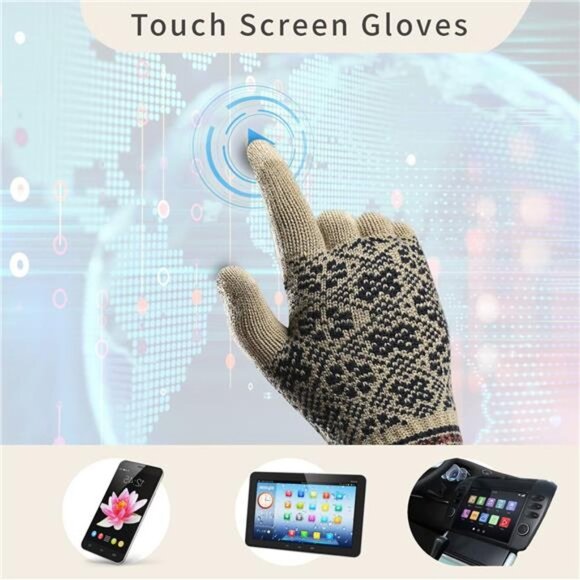 Women\'s Snowflake Print Beanie Hat Scarf Touch Screen Gloves Set with Pom main image 4